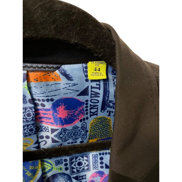 Robert Graham Mens Black Blazer With Colorful Artistic Lining Size 44 - Picture 8 of 8